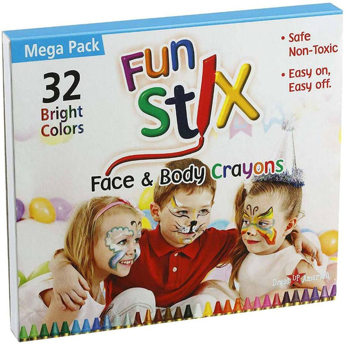 Fun Stick Face & Body Crayons 32 Bright Colors