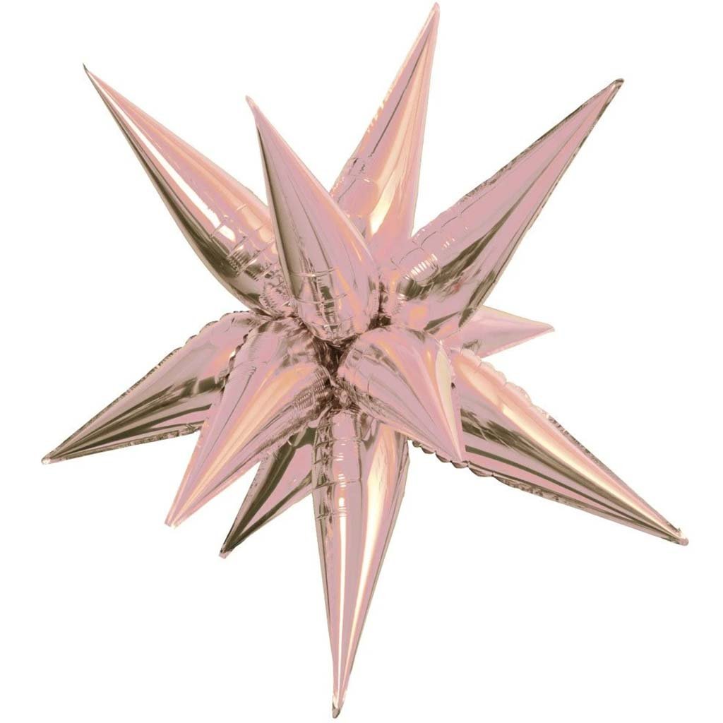 3D Star Foil Balloon Large 12 Point, Rose Gold 