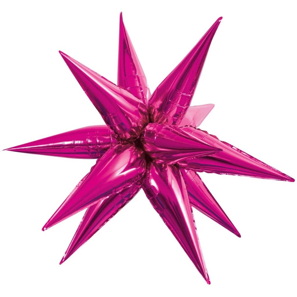 3D Star Foil Balloon Jumbo 12 Point, Hot Pink 