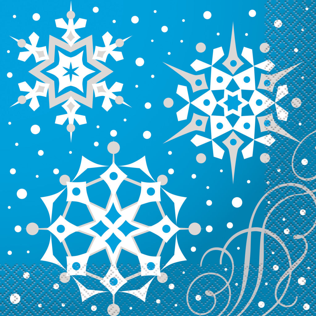 Silver Snowflake Christmas Luncheon Napkins, 16ct 