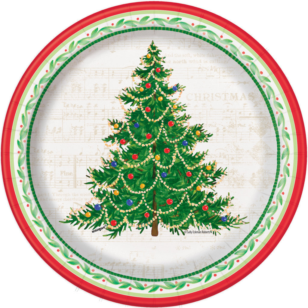 Classic Christmas Tree Round 7in Plates, 8ct 