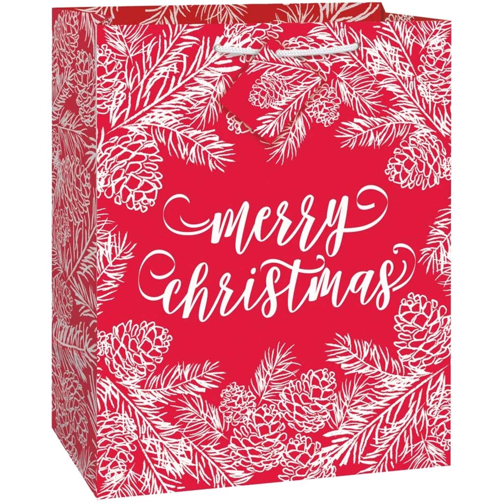 Red &amp; White Merry Christmas Large Gift Bag 