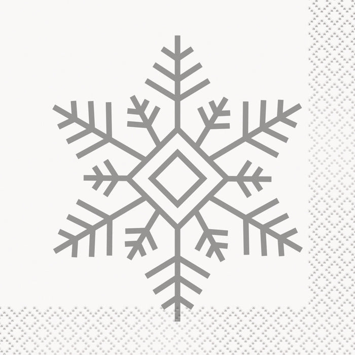 Holiday Snowflakes Beverage Napkins, 16ct Silver & Gold 