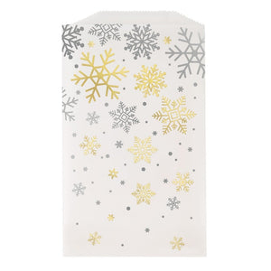 Silver & Gold Holiday Snowflakes Glassine Treat Bags, 8ct