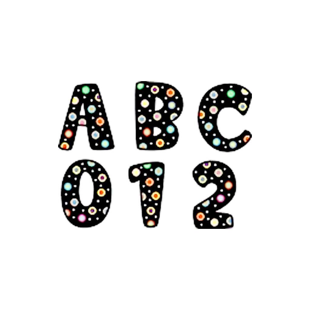 Dots on Black Uppercase Letter Stickers