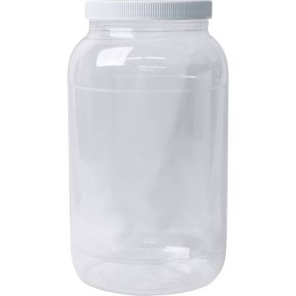 EMPTY WIDE MOUTH GALLON PLASTIC JUG WITH LID CLEAR