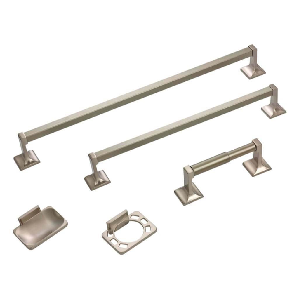 Bath Accessories Set, Brushed Nickel, 5 Pieces 