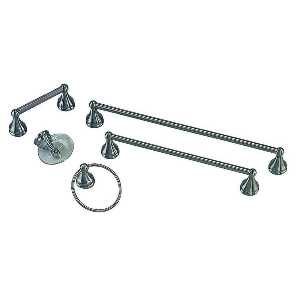 Bath Accessories Set, Brushed Nickel, 5 Piece 