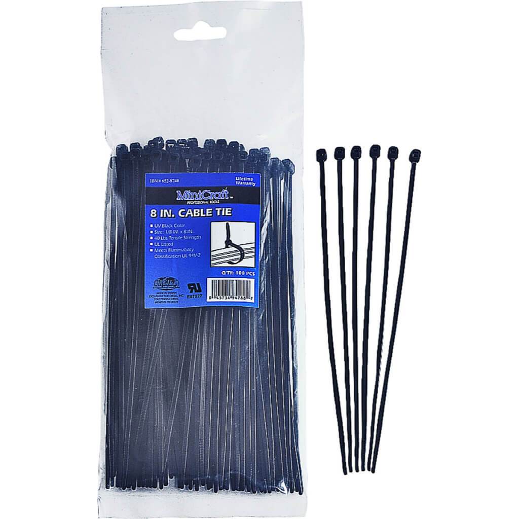 CABLE TIE BIN 40LB BLACK 100PC 