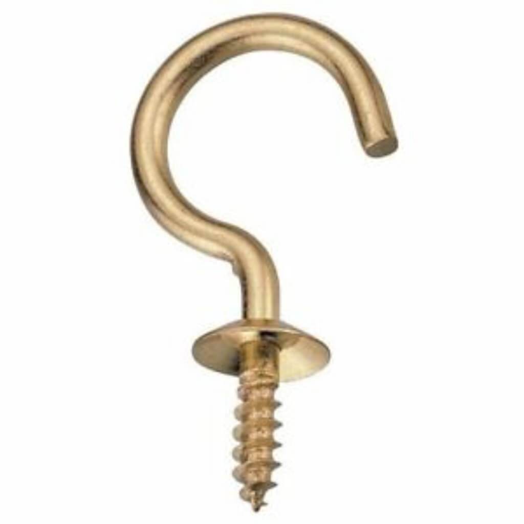 CUP HOOK SOLID BRASS 3/4IN 