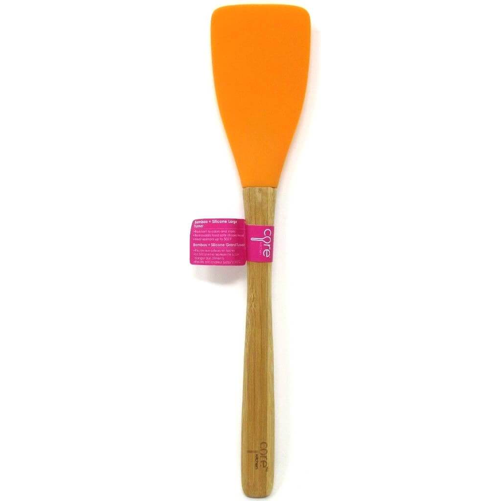 Silicone Turner Spatula Utensil Bamboo Handle 13in Teal