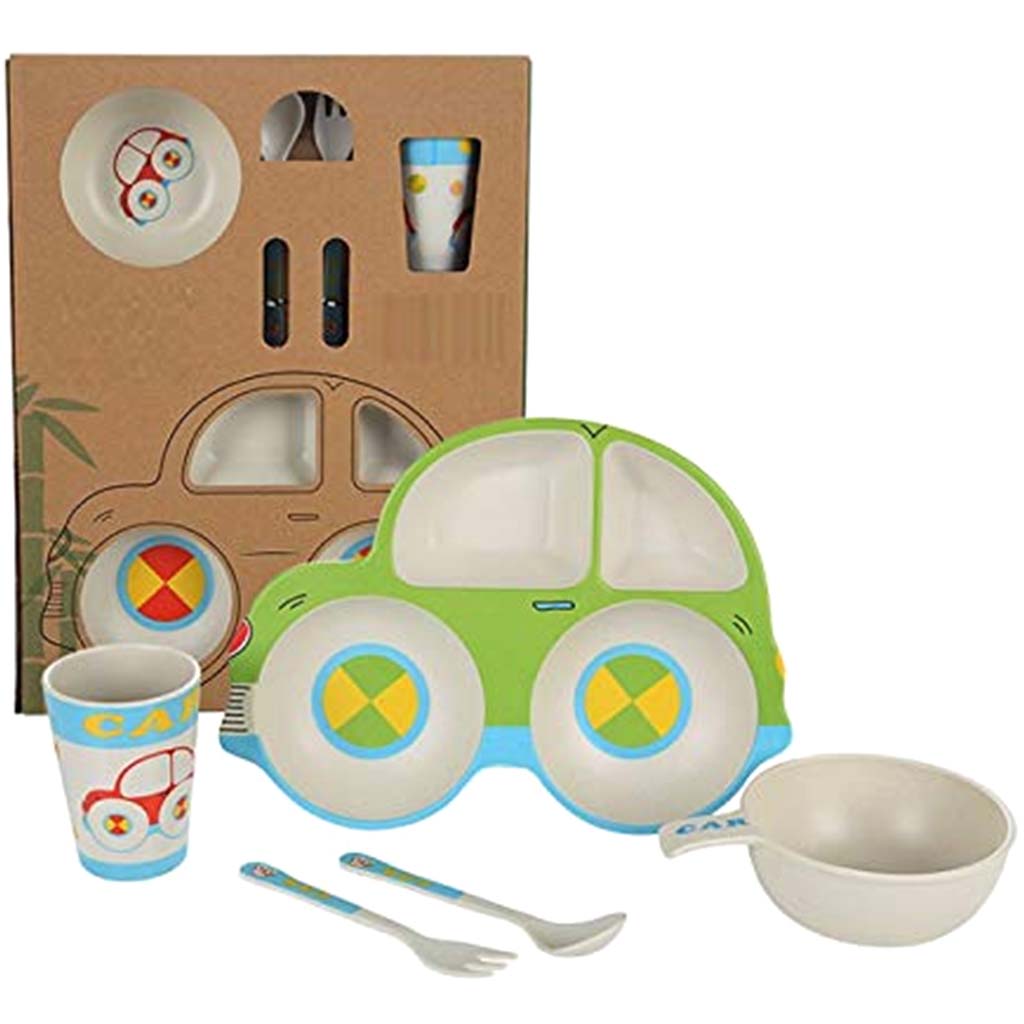 Square Bamboo Fiber Cars Dinner Set