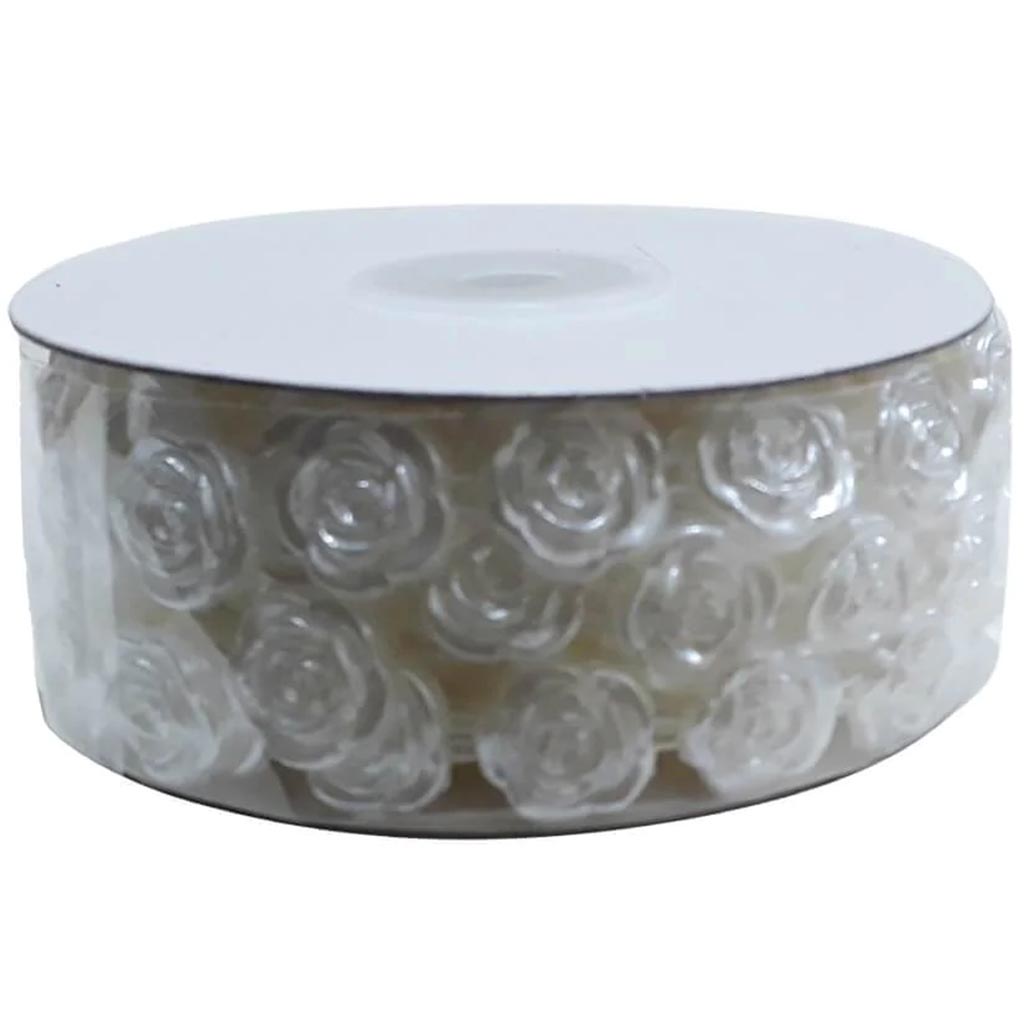 White Rose Beads Garland 5yd 