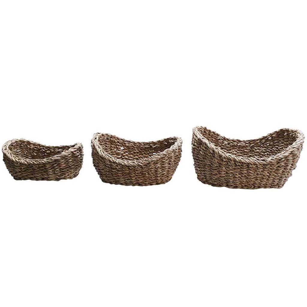 Hogla Basket Cradle Shape Natural Set of 3 