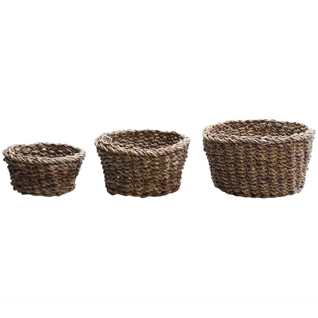 Handmade Hogla Basket Oval Natural Set of 3 