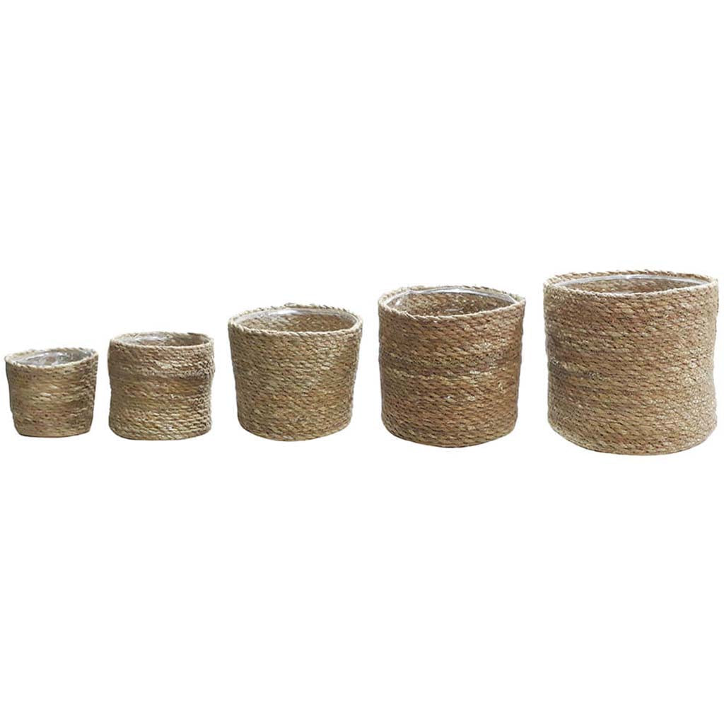 Round Tall Hogla Basket Pvc Natural Set of 5 