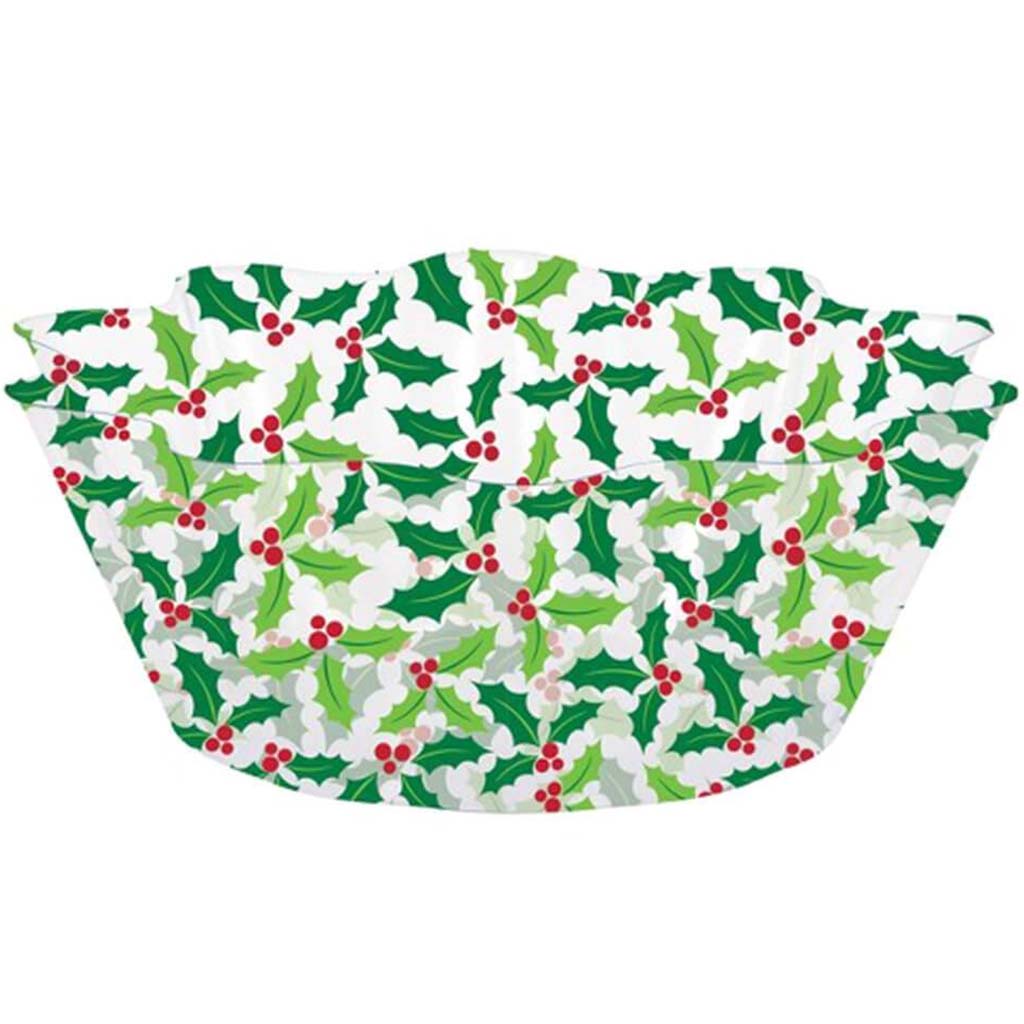 Holly Fluted Plastic Bowl Green 8in 