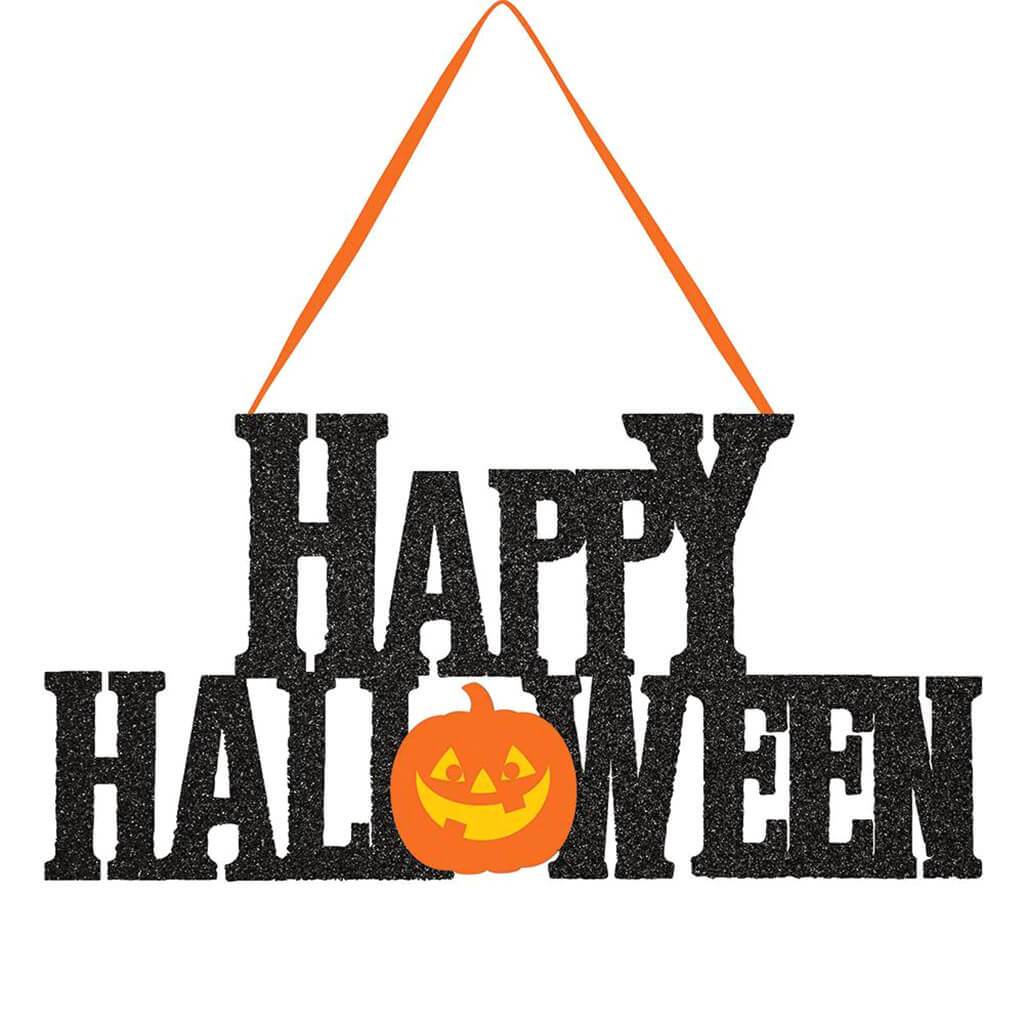 Happy Halloween Glitter Hanging Sign 