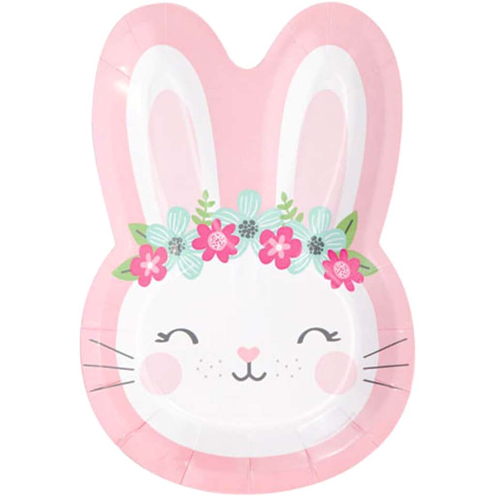 Birthday Bunny Shaped Paper Plates 9in 8ct 