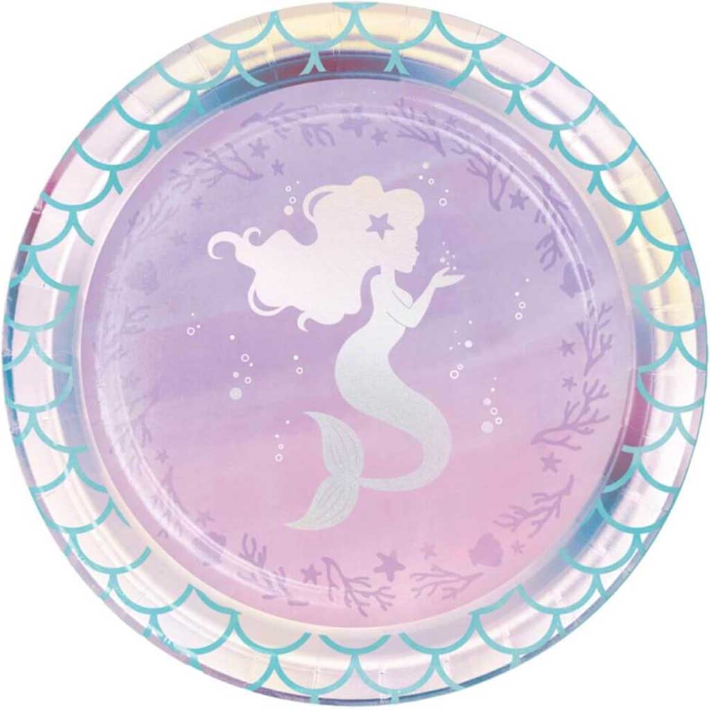 Iridescent Mermaid Party Paper Dessert Plates 7in 8ct 