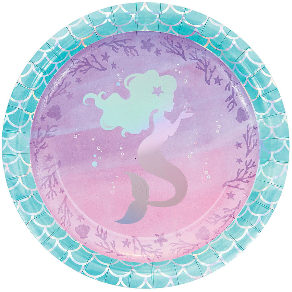 Iridescent Mermaid Party Paper Dinner Plates 9in 8ct 