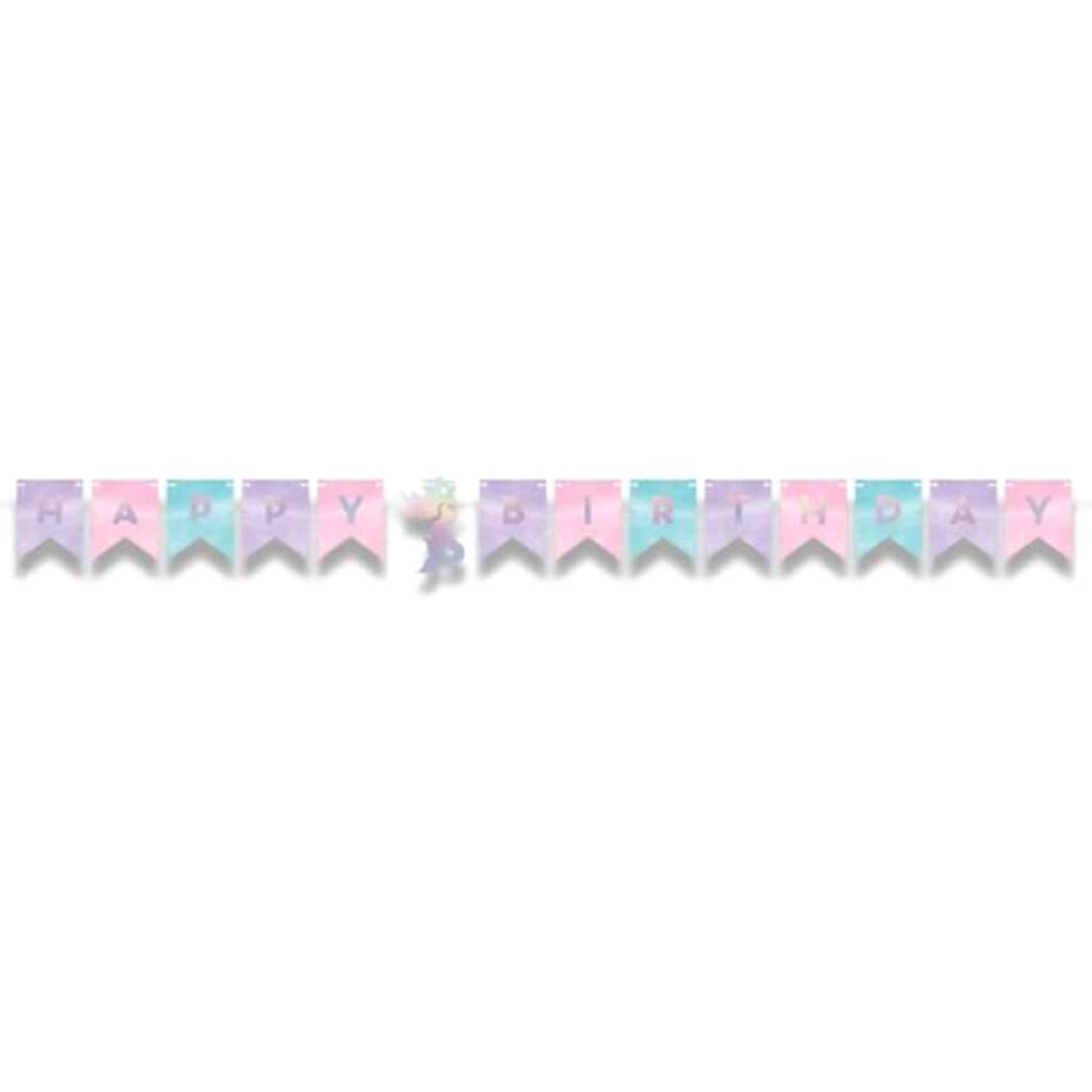 Iridescent Mermaid Party Happy Birthday Banner with Twine 