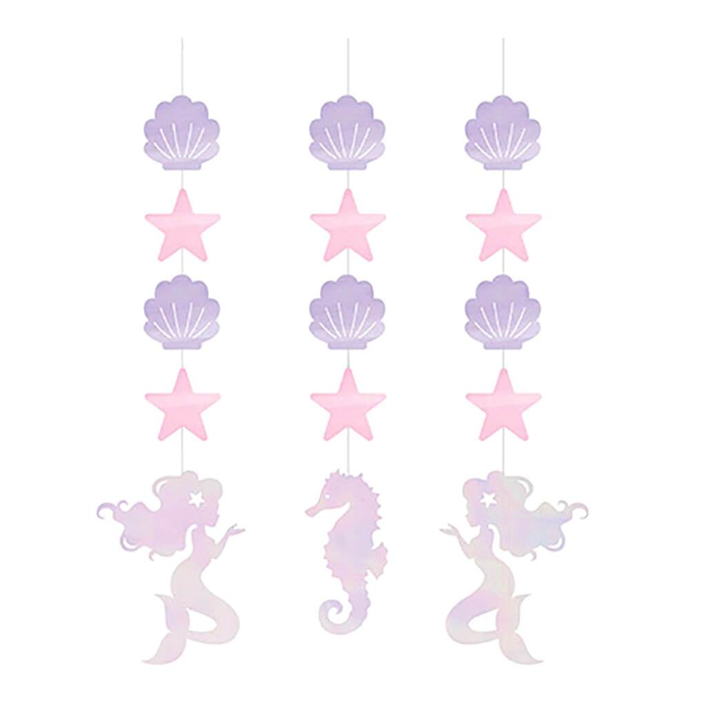 Iridescent Mermaid Party Hanging Cutouts 