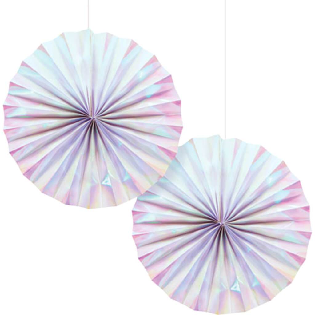 Iridescent Party Paper Fans 2ct 