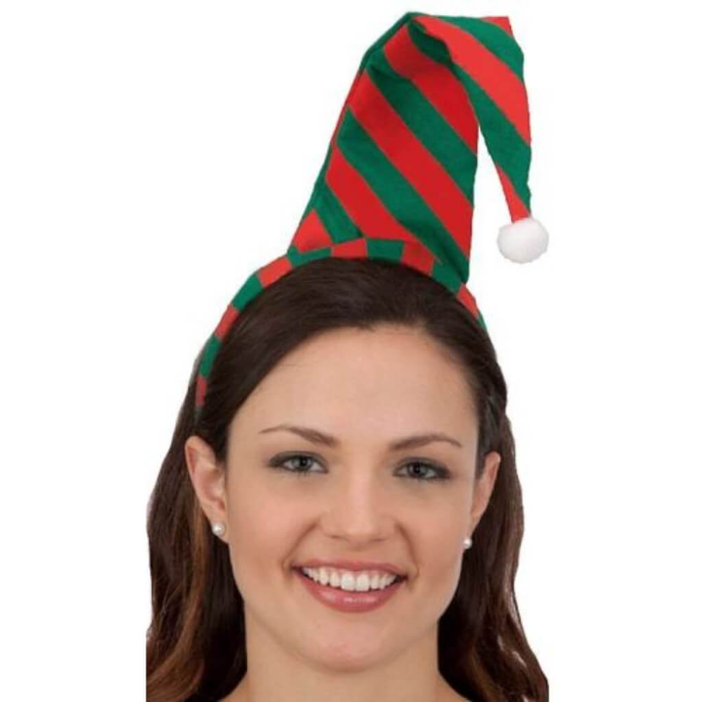 Red/Green Striped Felt Elf Hat Headband 