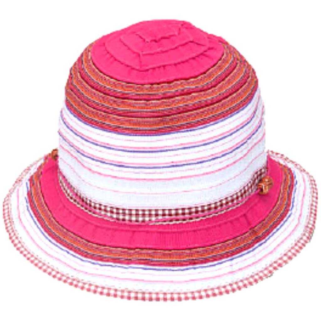 Child'S Multicolor Sewn Ribbon Bucket W/String &amp; Bead Band 