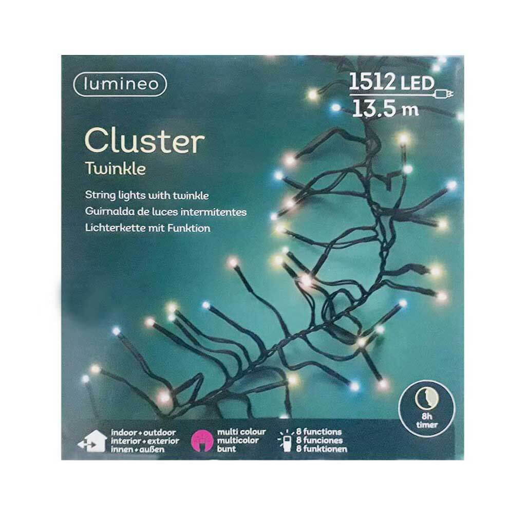 LED Twinkle Cluster Light Out 44.3ft Black/Multi