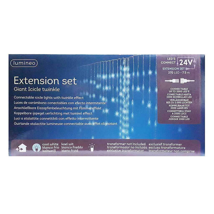 LED Connect 24V Giant Icicle Out Colourbox 24.6ft-370L  Transparent/Cool White