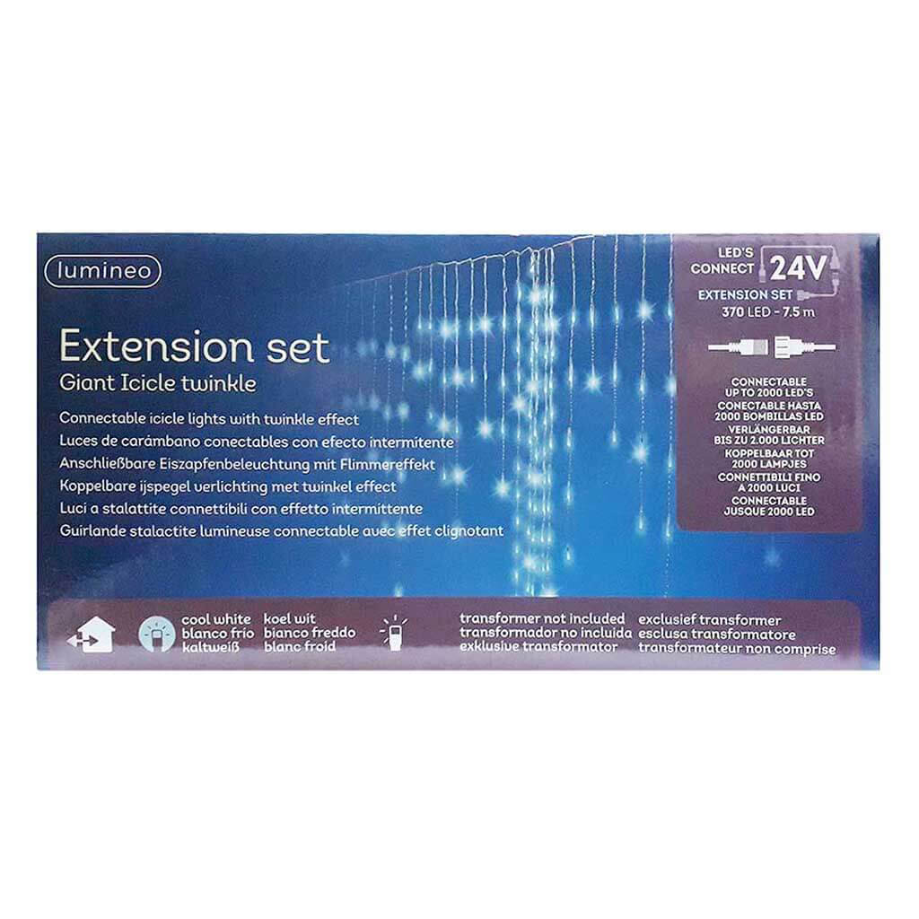 LED Connect 24V Giant Icicle Out Colourbox 24.6ft-370L  Transparent/Cool White