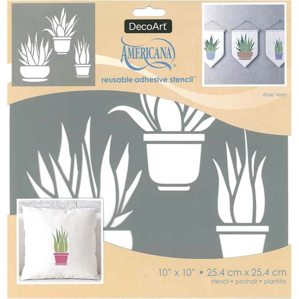 Americana Adhesive Stencils Aloe Vera 10X10