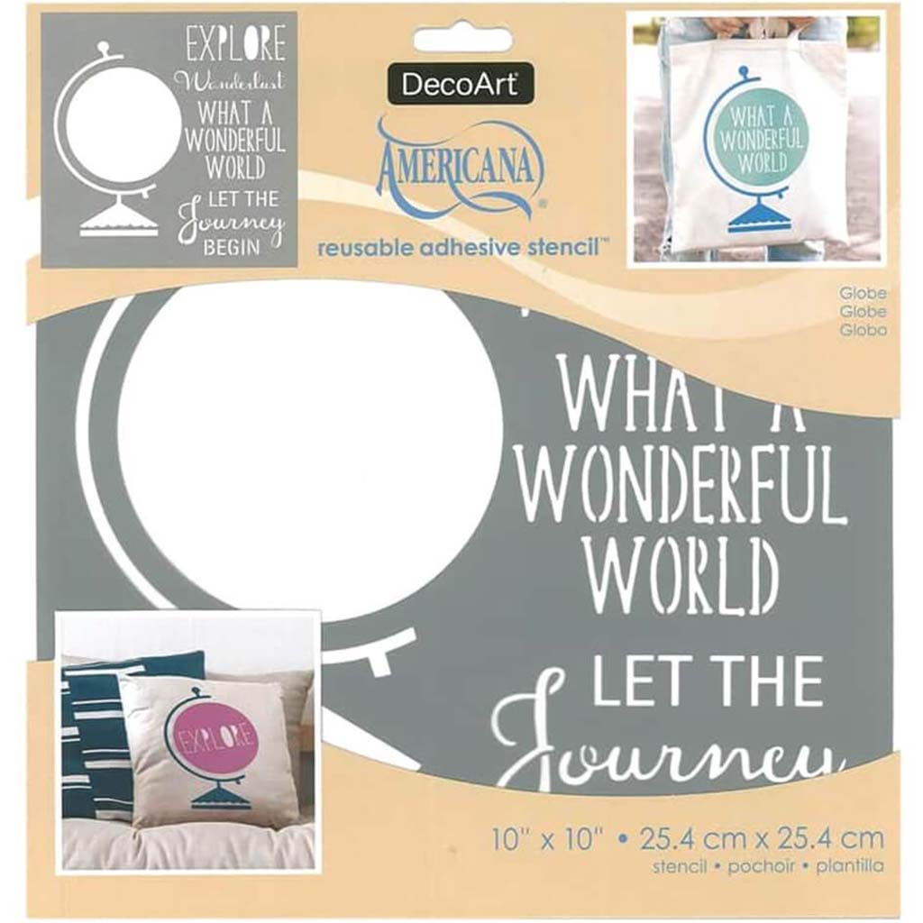 Americana Adhesive Stencils Globe 10X10