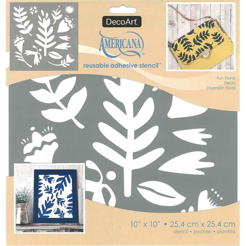 Americana Adhesive Stencils Fun Floral 10X10