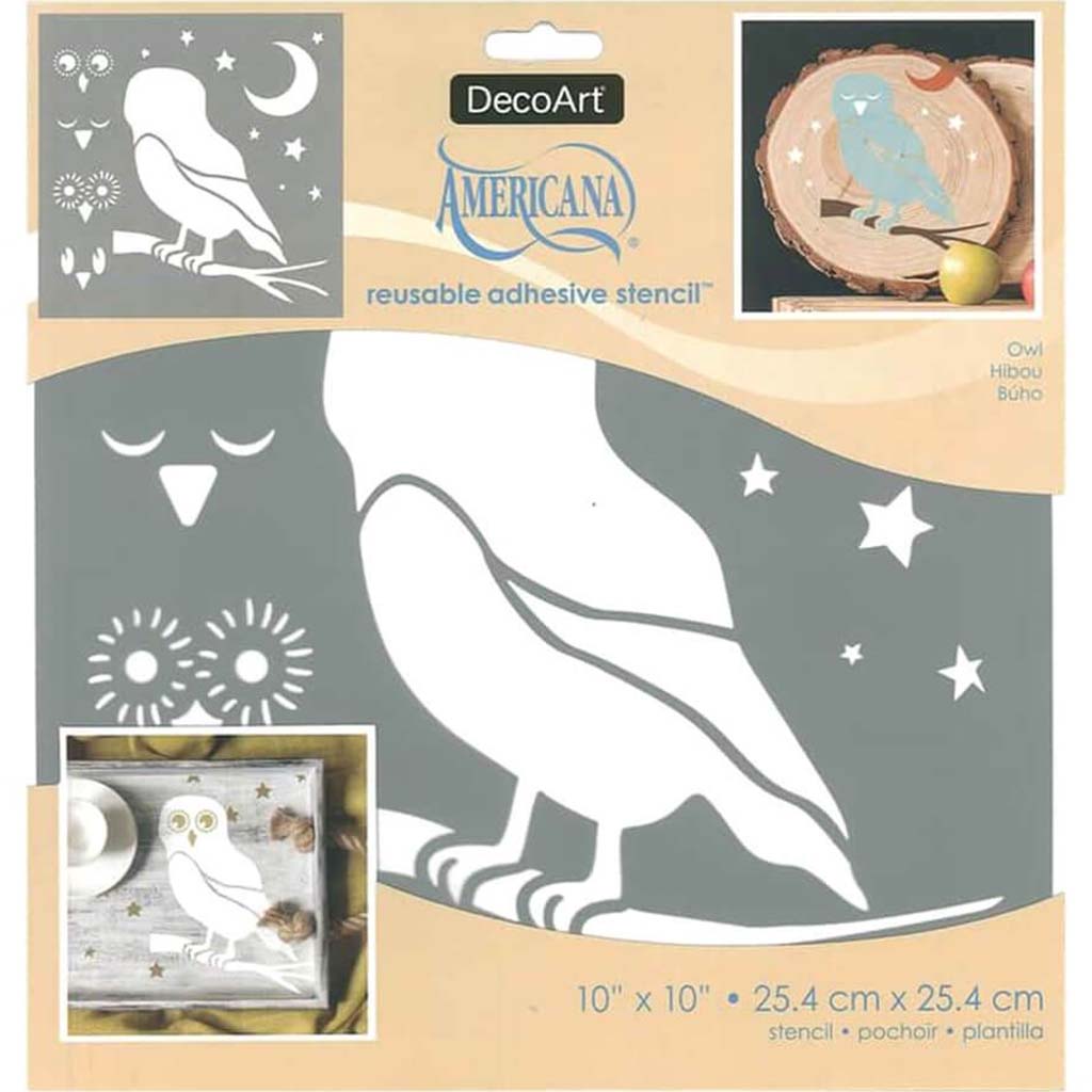 Americana Adhesive Stencils Owl 10X10