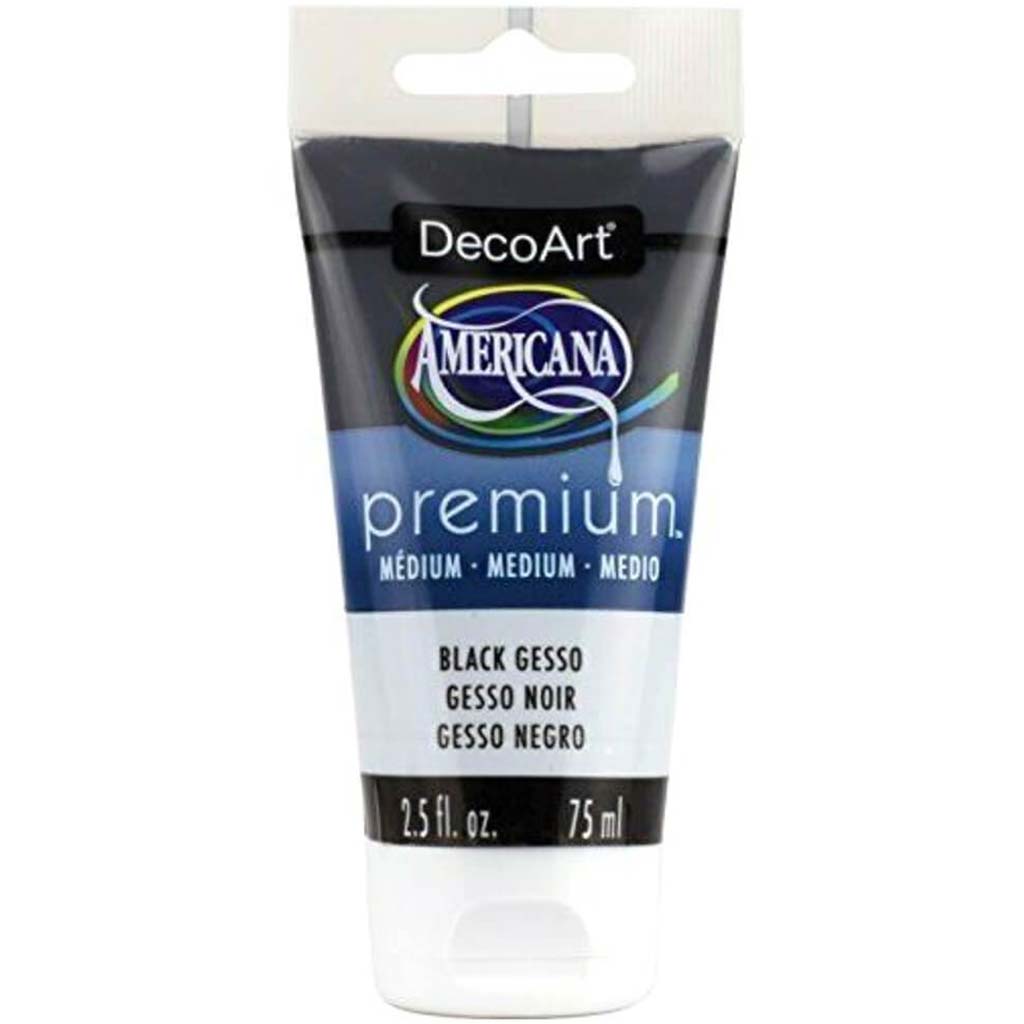 Acrylic Medium Paint Tube Americana Premium 2.54oz Black Gesso