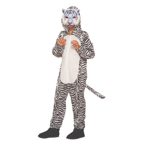 White Tiger Jumpsuit & Mask Costume