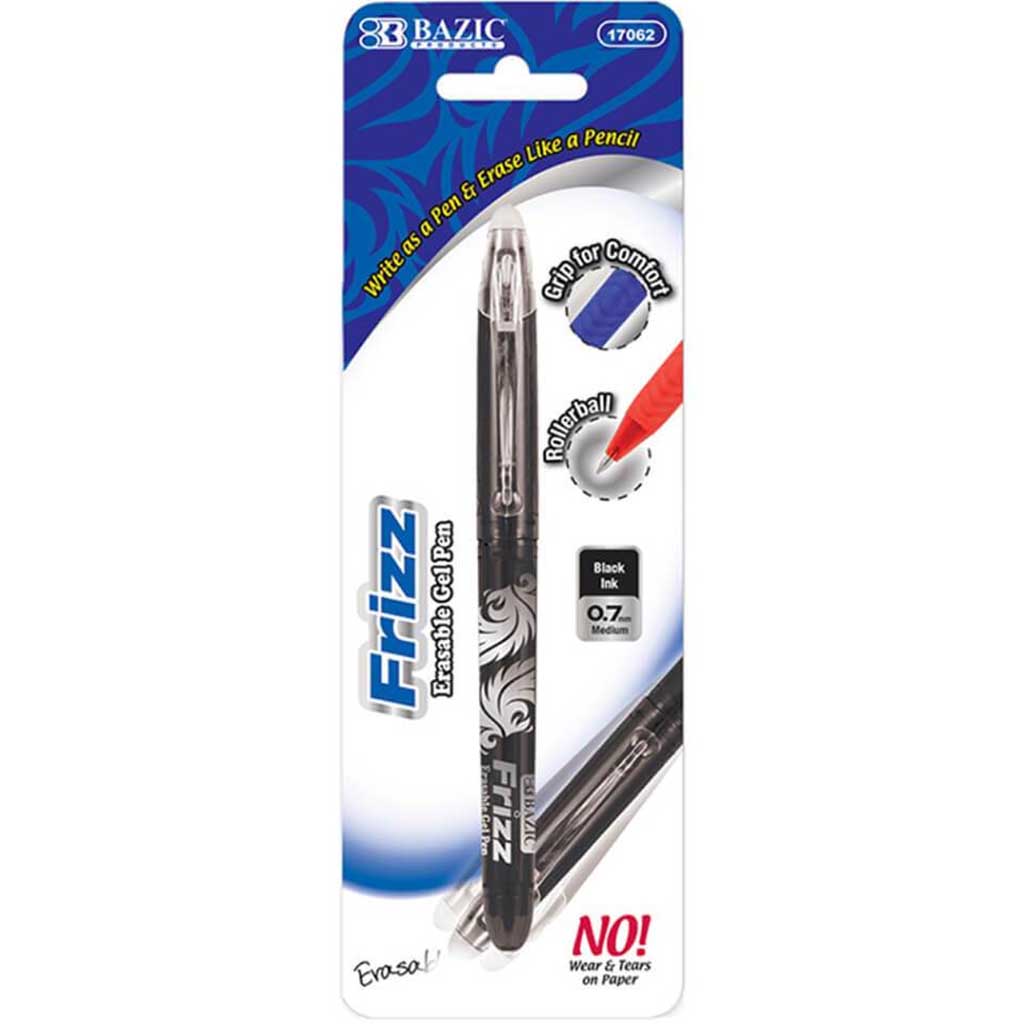 Frizz Black Erasable Gel Pen with Grip 