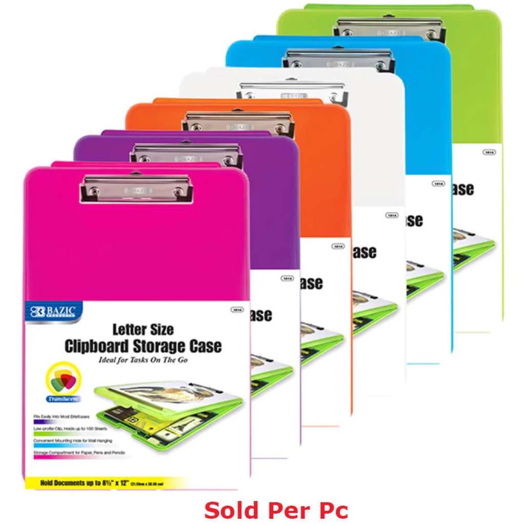 Clipboard Storage Case Translucent Assorted Colors 