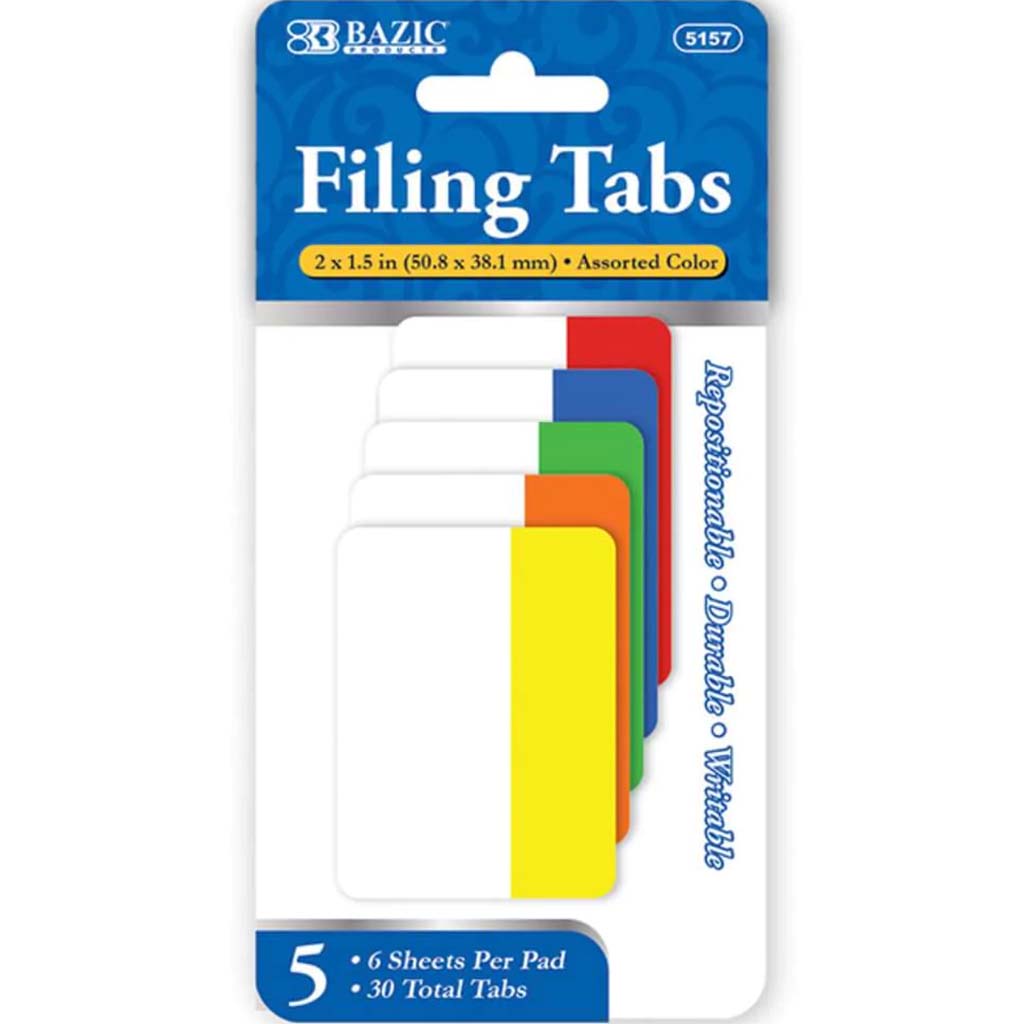 Filing Tabs 2in x 1.5in 6ct 