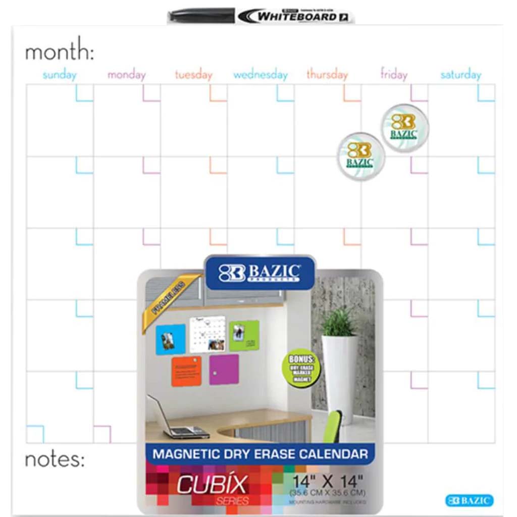 Magnetic Dry Erase Calendar Tile 14in x 14in 