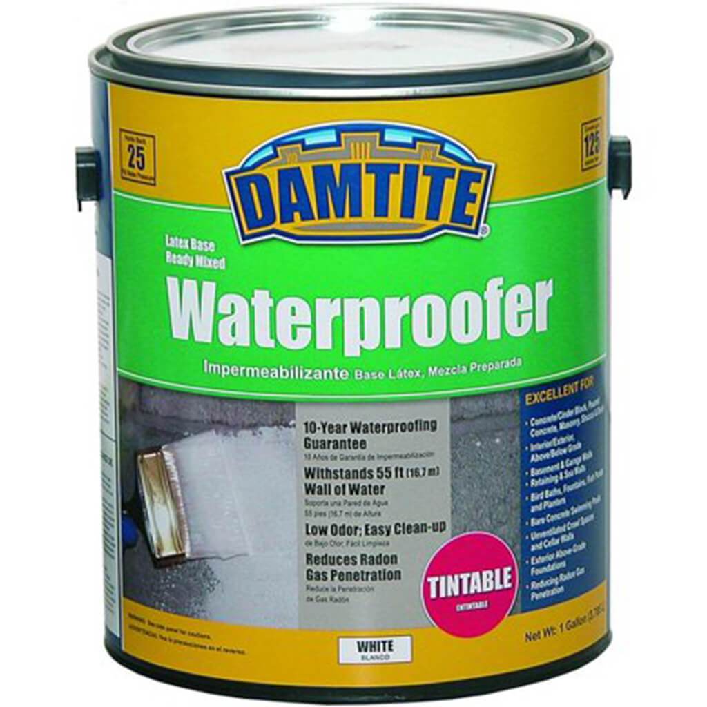DAMTITE Latex Waterproofer, Liquid, White, 1gal Pail
