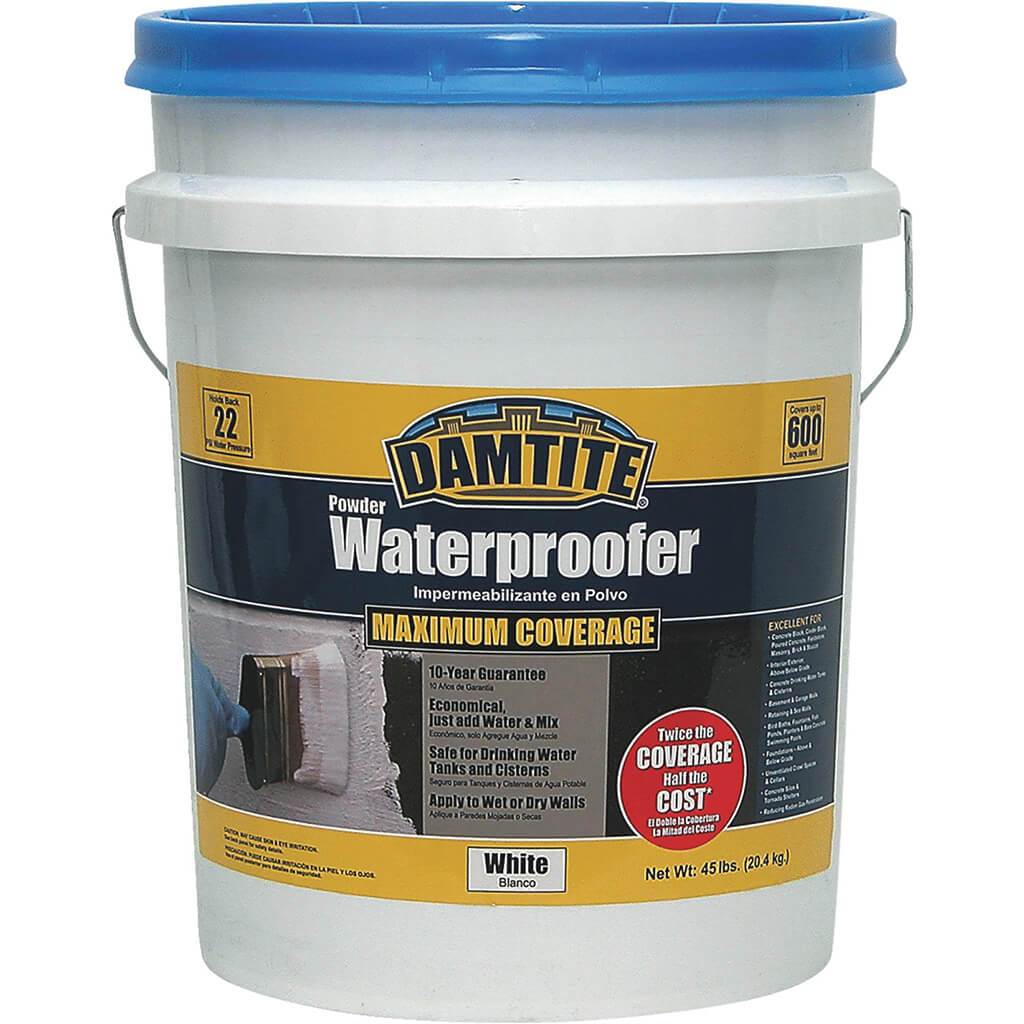DAMTITE Powder Waterproofer, Powder, White, 45lb Pail