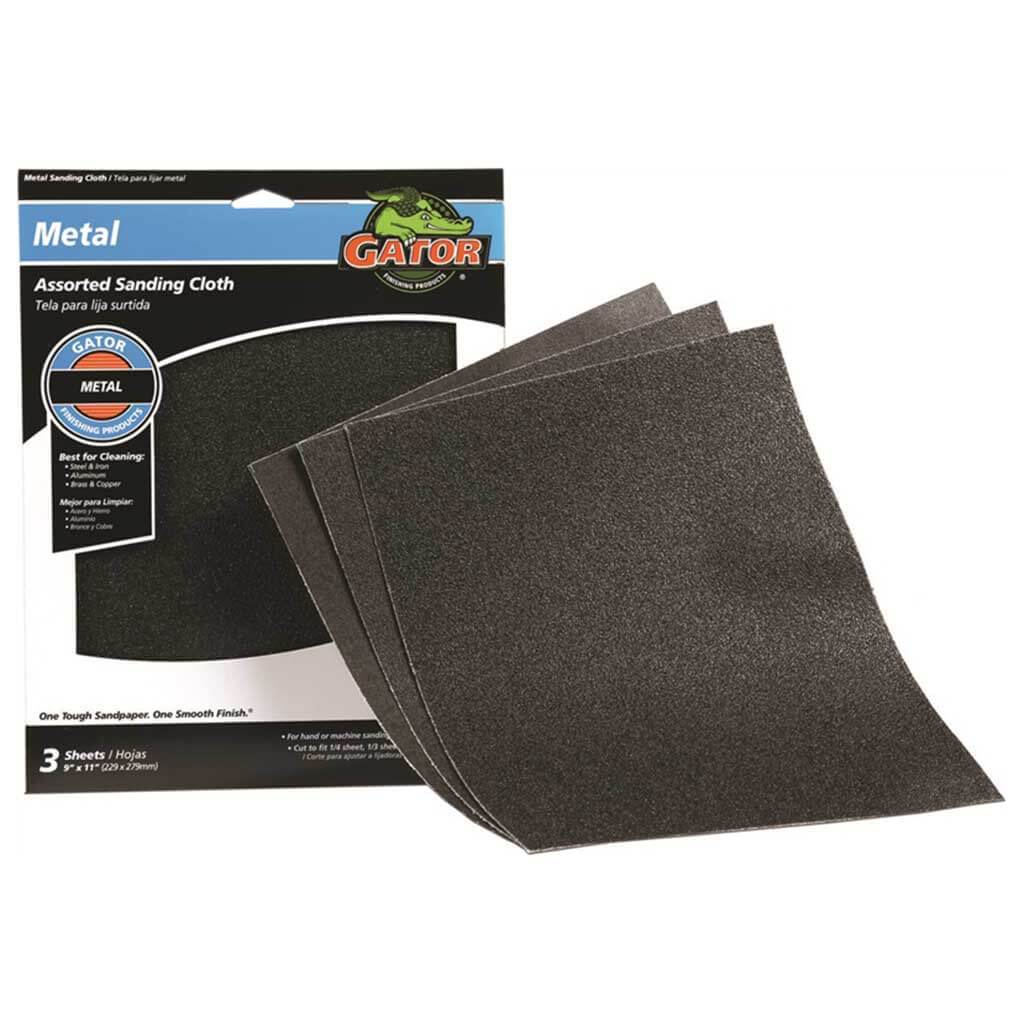 CLTH EMERY 3PK ASSORTED 9X11IN 