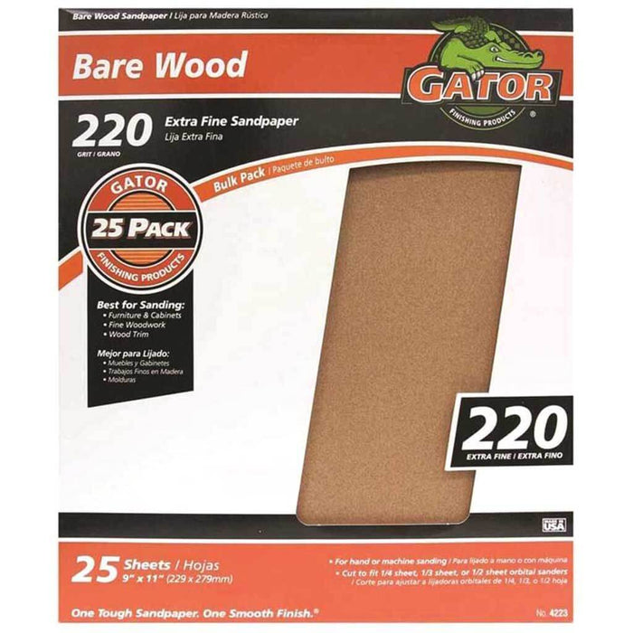 SANDPAPER AL OX 220GRIT 9X11IN 
