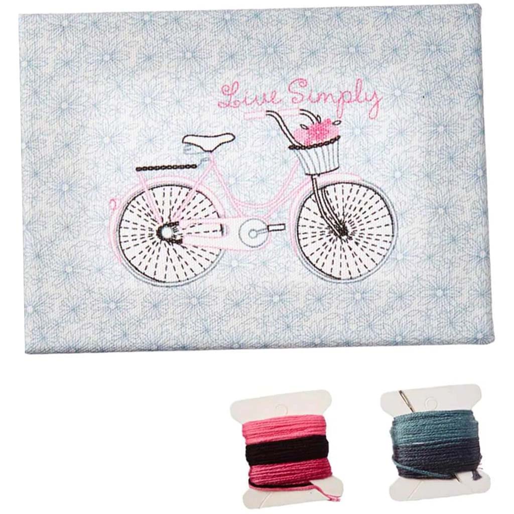 Embroidery Kit Bicycle Live Simply Stamped on Canvas