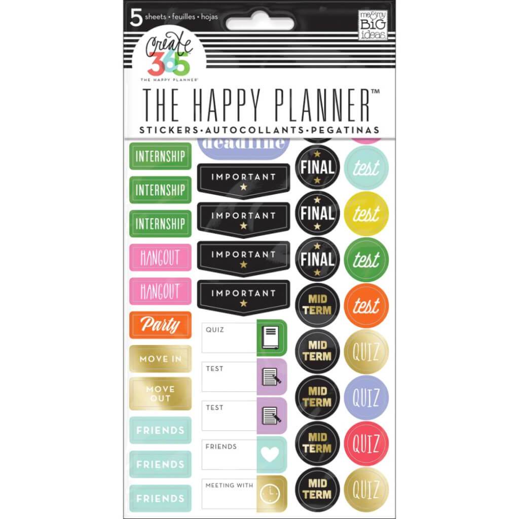 Happy Planner Stickers 5/Sheets School College