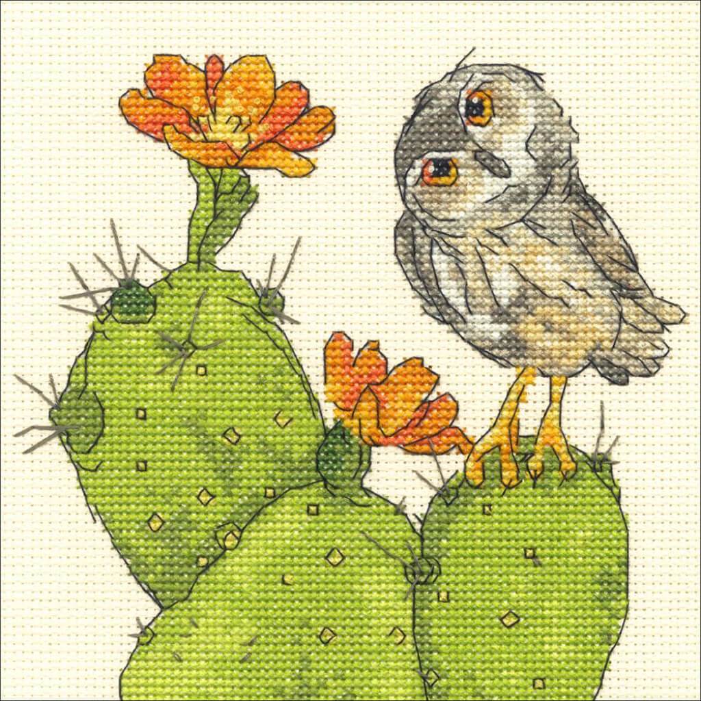 Counted Cross Stitch Kit 6in x 6in Prickly Owl (14 Count) 